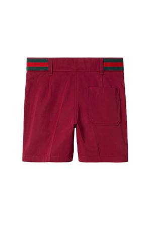 Shorts in cotone pesante rosso scuro GUCCI KIDS | 810875XWA3E6055